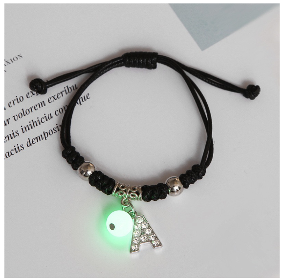 26 Letters Glow in the Dark Alphabet Initials Beaded Luminous Bracelet Women Men Birthday Gifts A