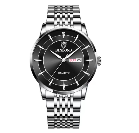 Binbond Original Luxury Boys Casual Waterproof Fashion Quartz Watch Luminous Fashion Butterfly Buckle Stainless Steel Men's Watch M008