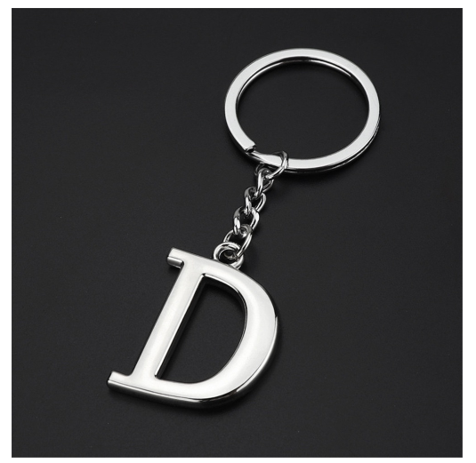 New A-Z 26 Letter Key Chains Stainless Steel Keychain Charm Fashion Accessories Key Ornaments D