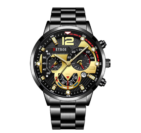 DEYROS Men's Waterproof Quartz Business Wacthes Black Stainless Steel Analog Original Wristwatch Men Watch Relo Ng Kalalakihan 8
