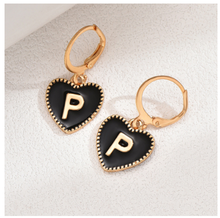 1 Pair Letter Heart Earring Gold Color Hoop Earrings For Women Fashion Alphabet Dangler Initials Ear Accessories Jewelry Gifts P