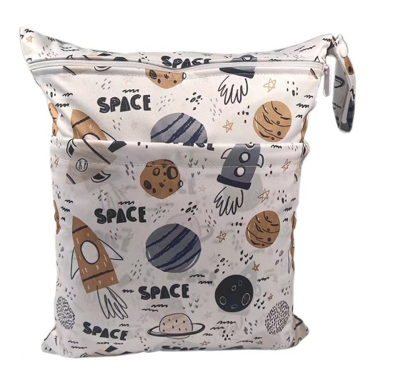 30x37cm Cloth Diaper Wet Dry Bags Double Zipper Mixed Color Printed Portable Waterproof Dag Storage Bag Swimwear Bag C31