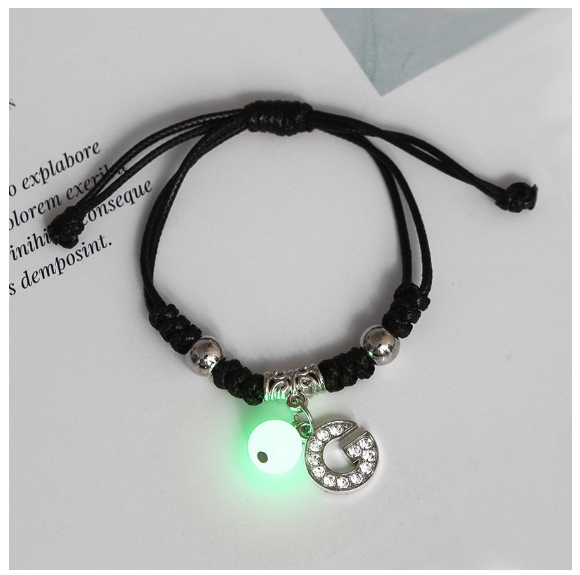 26 Letters Glow in the Dark Alphabet Initials Beaded Luminous Bracelet Women Men Birthday Gifts G