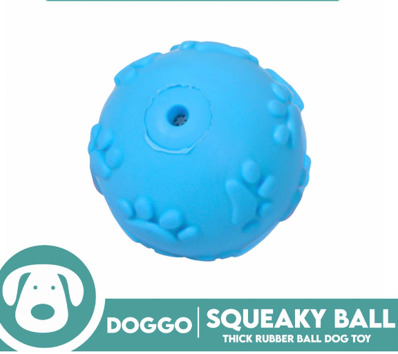 Doggo Squeaky Ball (Blue) Thick Rubber Material Pet Toy
