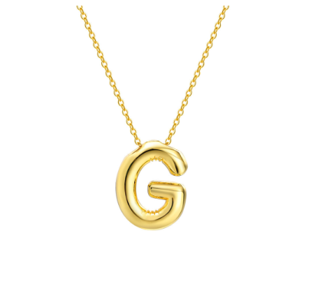 Meaeguet Initial Necklace for Women Girls,Dainty Gold Balloon Bubble Letter Necklace Layered Necklaces Puffy Name Personalized G