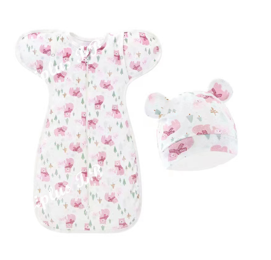 Muslim Swaddle Blanket Hat Set Swaddle Bedding Wrap Blanket Baby Swaddling Newborn Baby Swaddle D7