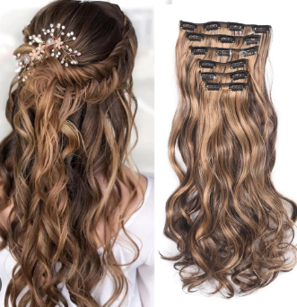 Synthetic Hair 16 Clip In Hair Extension Clip For Women 6Pcs/Set Hair Extension Hairpiece Long Wavy