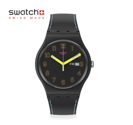 Swatch New Gent Biosourced Dark Glow SO29B707 Black Silicone Strap Watch