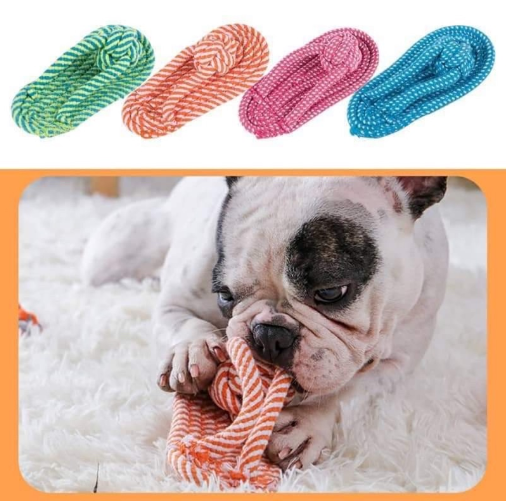 Slipper Toy for Dog Puppy Chew Teething Cotton Rope Slippers Molar Chewing Toys for Teeth Cleaning