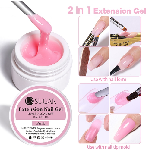 UR SUGAR Nail Extension Gel White Pink Clear Polish Soak Off Varnish 15ML