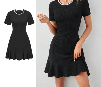 Lovito Women Colorblock Dress L68ED172 Black