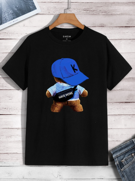 Manfinity UrbanChill Knitted Men's Fashionable Young Casual Floral Print Loose Short-Sleeved T-Shirt