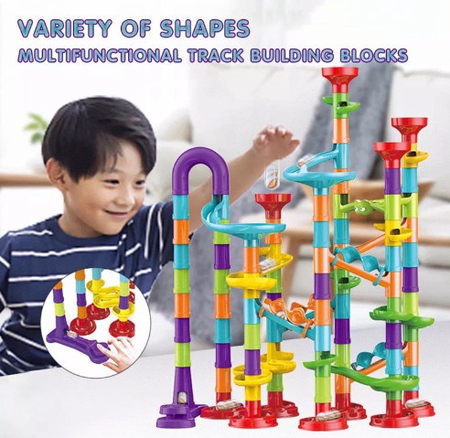 50/113Pcs Set DIY Construction Run Race Track Building Blocks Kids 3D Maze Ball Roll Toys Children