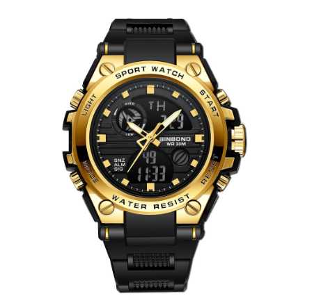 Original Luxury Waterproof Sports Youth Electronic Watch Male Luminous Silicone Strap Fashion Watch GOLD