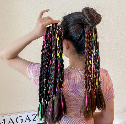 Y2K Wig Braided Boxing Braid Hot Girl Dreadlocks Wigs Boxing Braid Fashion Women's Fake Braid Ponytail Hair Accessories