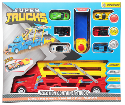 Super Trucks Ejection Container Red Vehicle Playset with Launcher