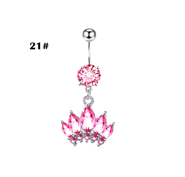 Stainless Steel Heart Piercing Jewellery Zirconia Butterfly Belly Button Ring Belly Button Clasp Pink 21