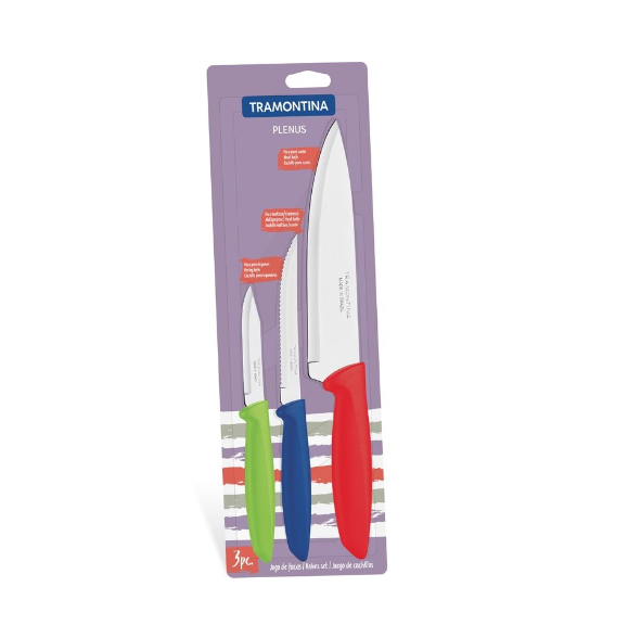 Tramontina Plenus 3pc. Knife Set Colored