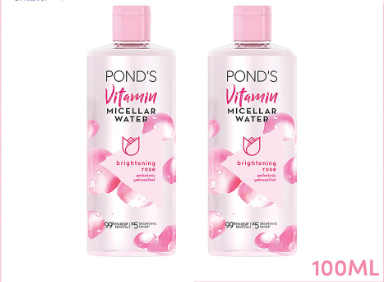 Pond's Vitamin Micellar Water Brightening Rose for a Bright Glow 100ml (Bundle of 2)