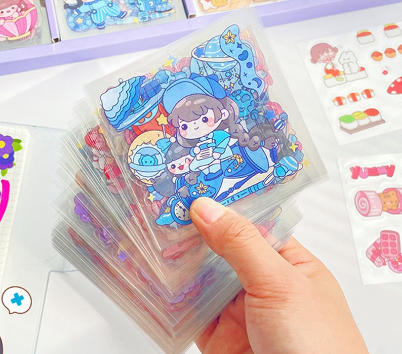 1,000 Pattern Stickers Single Sheet Bulk Stickers 8 * 8cm Creative Handbook Stickers ins Girl Cartoon PET Waterproof Stickers