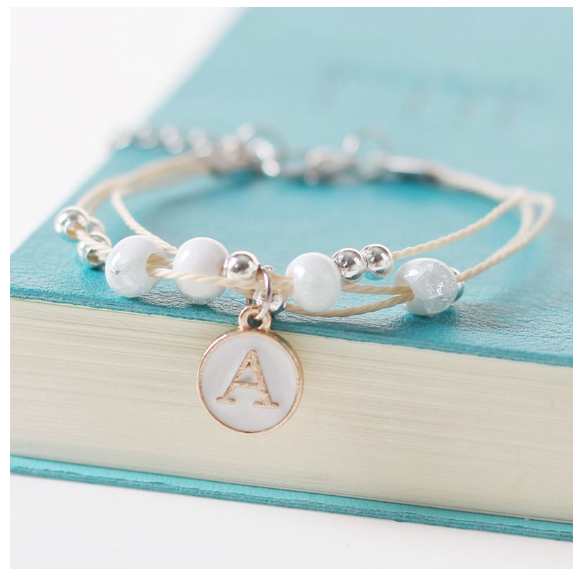 Ceramic beads 26 initials elastic beaded bracelet fashion men and women leisure bracelet lovers bracelet A