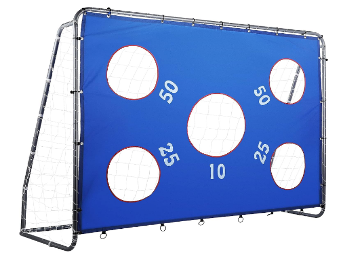 ZELUS Soccer Goal 8 x 5.6 ft, 2 in 1 Powder Coated Soccer Goal Frame with All Weather Net & Detachable Target Goal Net for improving Skills