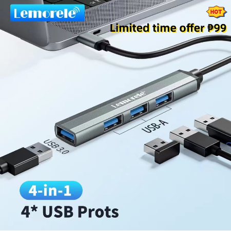 Lemorele Usb C Hub 3.0-Usb Adapter Aluminum Housing 4-Port Data With 1 X 3.0 And 3 2.0 For Macbook, Ipad, Ps4, Xbox, Windows, Ios, Android, Etc