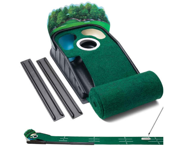 Putting Green Indoor - Golf Putting Mat boasts Genuine Green Speed and a Wrinkle-Free Surface. 8ft Practice Putting Mat with lenticular 3D Backplate, Alignment Guides and Ball Return