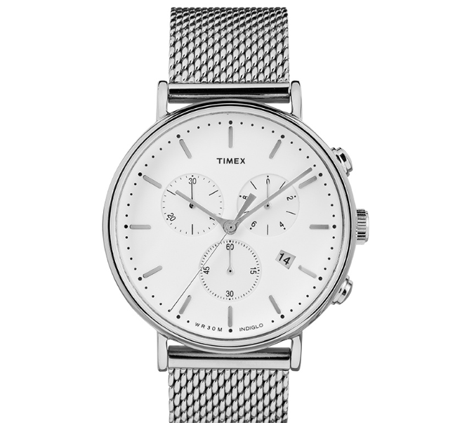 Timex Fairfield Chrono Silver Stainless Steel Chronograph Quartz Watch For Women TW2R27100 STYLE