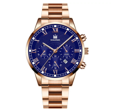 Men's Waterproof Quartz Business Wacthes Stainless Stee Original Relo Waterproof Luminous Gold Watch For Men BROWN BLUE