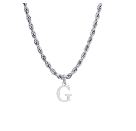 Meaeguet Fashion Letter Necklace A-Z Pendant Necklace for Women Men Stainless Steel Silver Choker Initial Necklace Accessories G