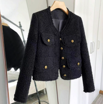 Tweed bBlazer for Woman Coat Short Thin Elegant Lady Long Sleeve Suit Jacket