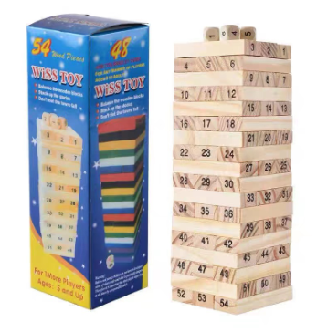54 Pcs Wooden Wiss Toy Building Blocks