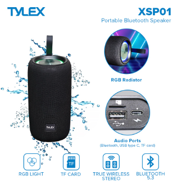 TYLEX XSP01 Portable Bluetooth Speaker with RGB Light 5.3 Bluetooth TWS Connection TF Card