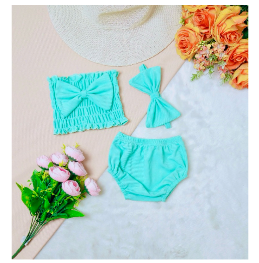 Stacey Smocking Terno For Baby Girl With Turban for 1-24months c9