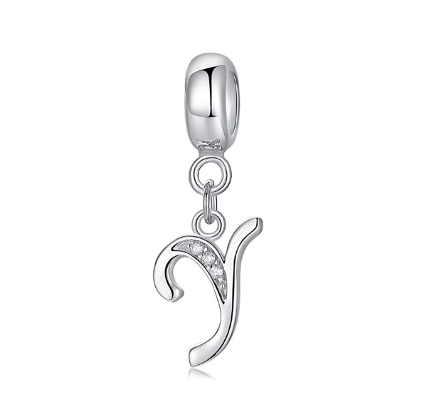Pandora Letter Charm 925 Silver 26 Letters Diamond Charms Bracelet Pendant Y