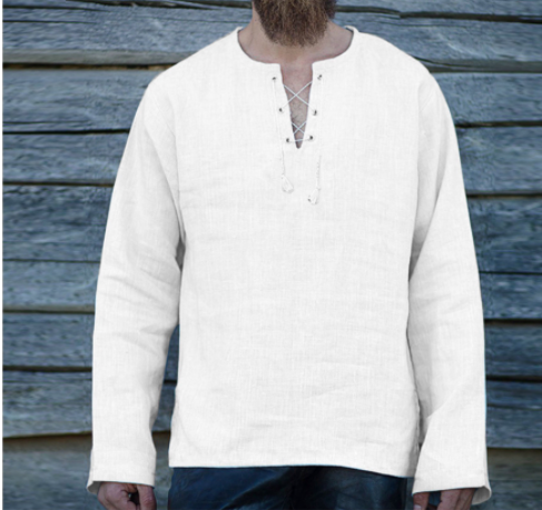 Cotton Linen Long Sleeve Shirt Men's Summer Loose Shirt