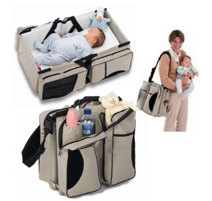 Travel Baby Bag Crib Mommy Bag 2-in-1 Multifunctional Backpack Diaper Bag Crib Mummy Backpack