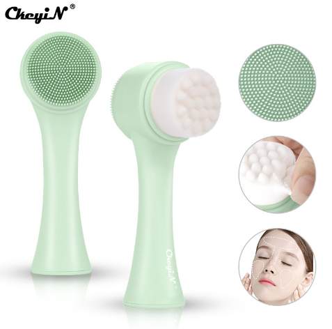 Ckeyin Double Sides Facial Cleaning Brush Face Silicone Fiber Brush MR217