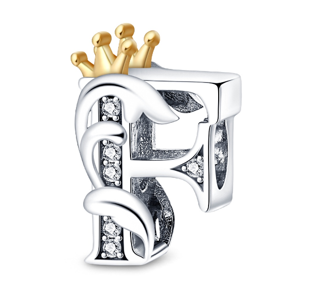 2023 New Pandora Charm 925 Sterling Silver 26 A-Z Letters With Beards Crown Letter Pendant Suitable F