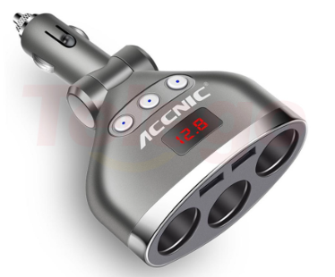 Telego ACCNIC T3 Car Charger 3.1A 3-Socket Dual USB 12V-24V Car Charger Adapter DC Splitter