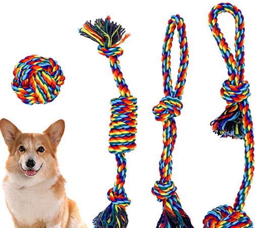 Dog Rope Ball Toy Set Bite Attention Developer for Dogs Play Cats Heavy Duty Bite Toy Pull Rope Set