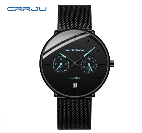CRRJU Men's Watch Original Brand Multifunctional Fashion Business Analog Quartz Stainless Steel Waterproof 2263 X M05