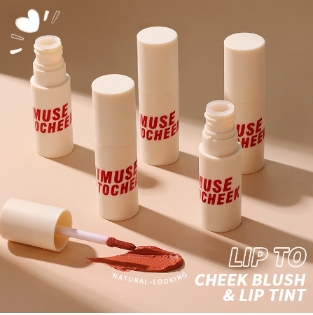 KIMUSE Cheek Blush & Lip Tint Long-Lasting and Mask-Proof Muti-Use Lip Gloss Lipstick Make Up