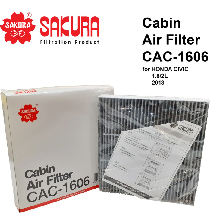Sakura Cabin Air Filter with Activated Carbon Layer Cac1606 for Honda Civic and Cr-v