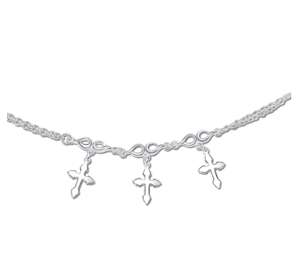 92.5 Italy Sterling Silver Cross Ladies Bracelet