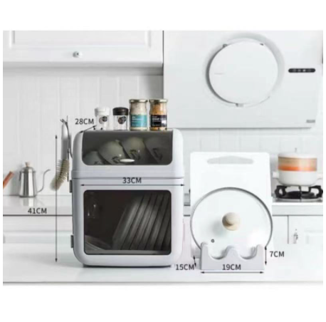 Multifunctional Kitchen Dish Rack 2 Layer Cupboard Plate Organizer w/ Chopping Board Holder