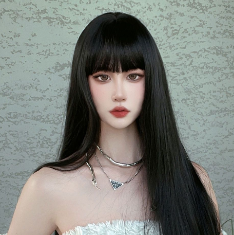 Long Straight Hair Fashion Qi Bangs full Head Cover Wigs Cosplay Party Hair Wig