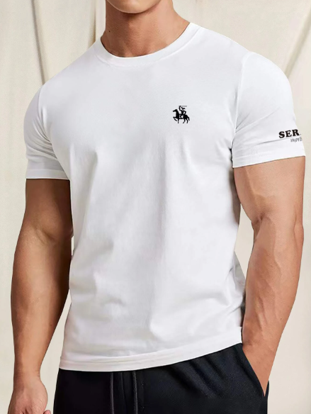 Manfinity Homme Men T-Shirts Fit Crew Neck Short Sleeve Graphic Tee Casual Fashion Men Clothes Husband Summer Polyester