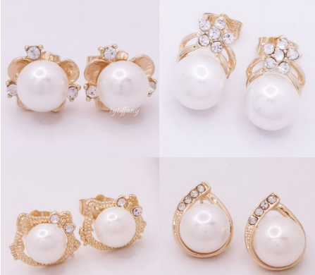 REA25 Bangkok Rose Gold Plated Stud Synthetic Pearl Stud Earrings [Tiffany]